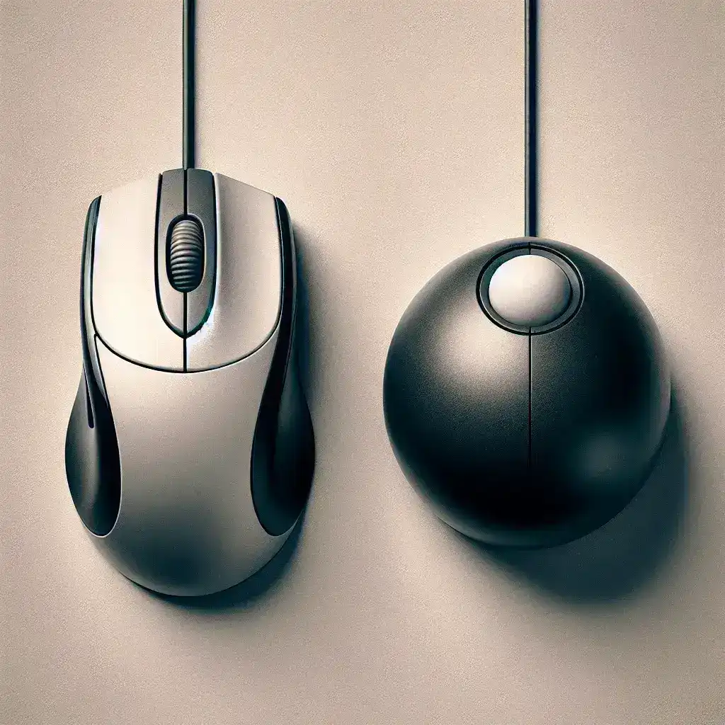 How do trackballs differ in functionality from standard computer mice?