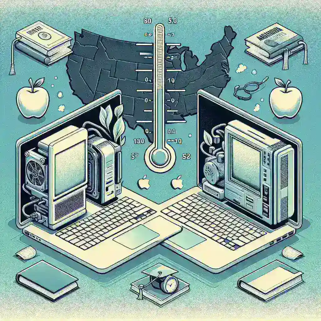 "Chromebook vs Windows debate in U.S. education: Side-by-side comparison showing features and benefits of modular Chromebooks and traditional Windows laptops for students and teachers."