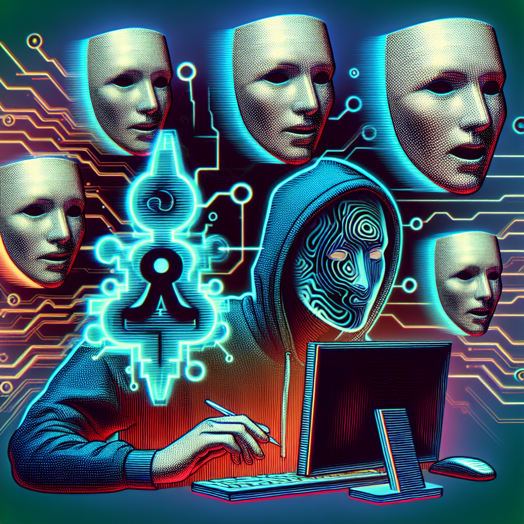 "Illustration depicting deepfake technology being misused by hackers, showcasing a computer screen with manipulated videos and digital faces to represent cybercrime and the malicious exploitation of AI in cybersecurity."